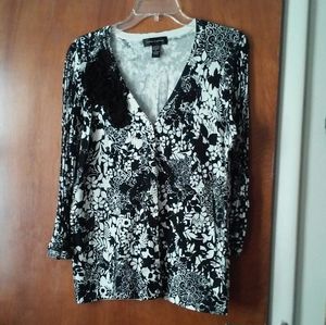 Cable & Gauge Black & White Cardigan Sweater size Large